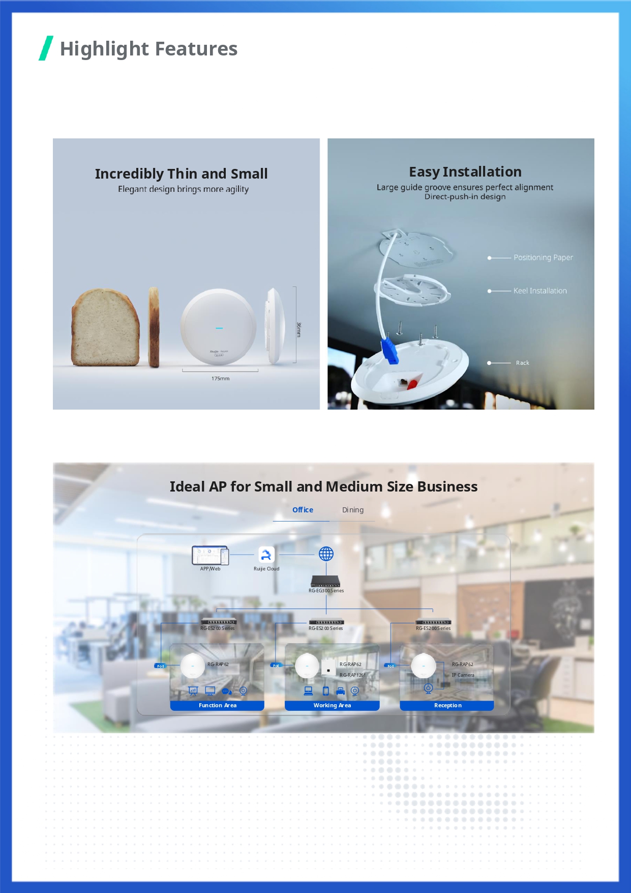 อุปกรณ์กระจายสัญญาณไวฟาย RUIJIE-REYEE รุ่น RG-RAP62 แบบติดเพดาน มาตรฐาน AX1800 ที่รองรับ WI-FI 6_6